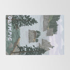 Olympic National Park Poster, Washington, illustrated National Parks USA Rug Gallery Image 2