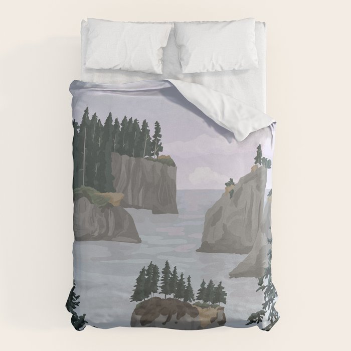 Olympic National Park Poster, Washington, illustrated National Parks USA Duvet Cover Gallery Image 6