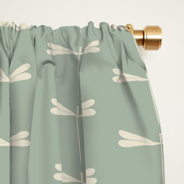 Dragonfly Pattern V Sage Green Window Curtain Gallery Image 2