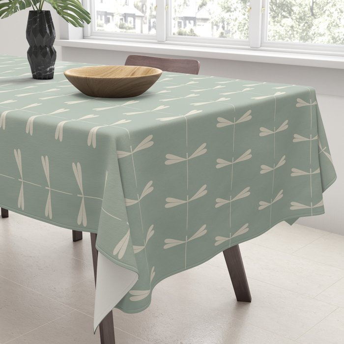 Dragonfly Pattern V Sage Green Tablecloth Gallery Image 3