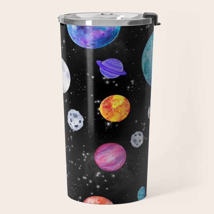 Outer Space Planets Watercolor Galaxy Travel Mug Gallery Image 2