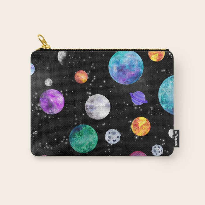 Outer Space Planets Watercolor Galaxy Carry All Pouch Gallery Image 1