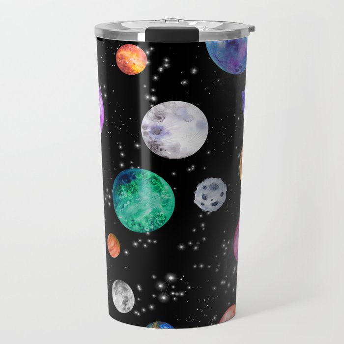 Outer Space Planets Watercolor Galaxy Travel Mug Gallery Image 1