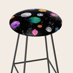 Outer Space Planets Watercolor Galaxy Stool Gallery Image 2