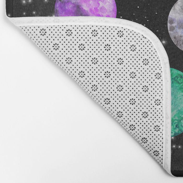 Outer Space Planets Watercolor Galaxy Bath Mat Gallery Image 2