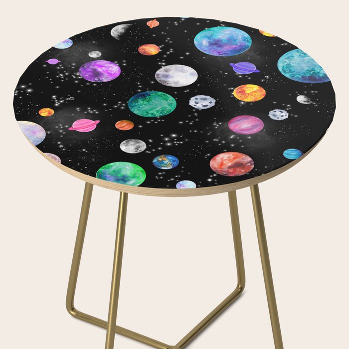 Outer Space Planets Watercolor Galaxy Side Table Gallery Image 2