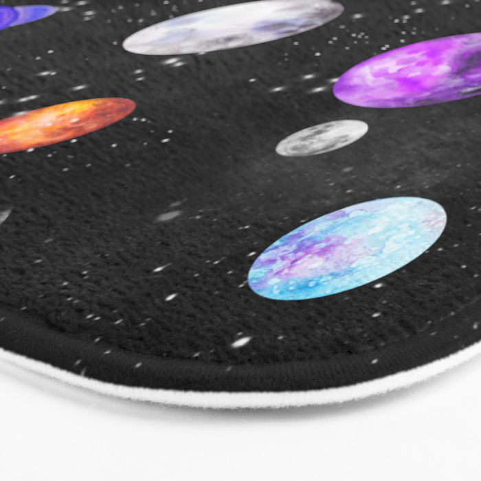 Outer Space Planets Watercolor Galaxy Bath Mat Gallery Image 3