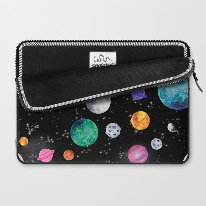 Outer Space Planets Watercolor Galaxy Laptop Sleeve Gallery Image 2