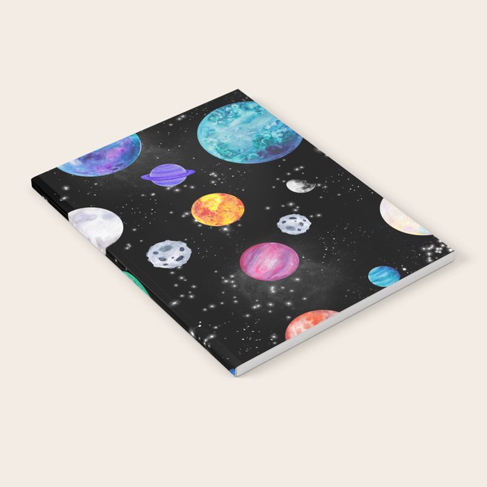 Outer Space Planets Watercolor Galaxy Notebook Gallery Image 2