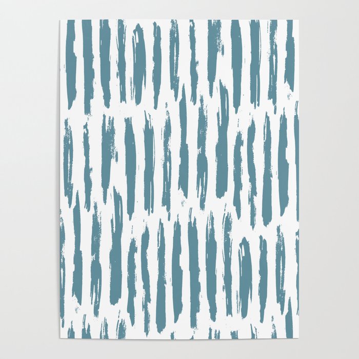 Vertical Dash Teal on White Poster Gallery Image 4