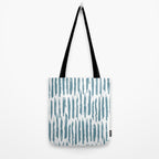 Vertical Dash Teal on White Tote Bag Gallery Image 2