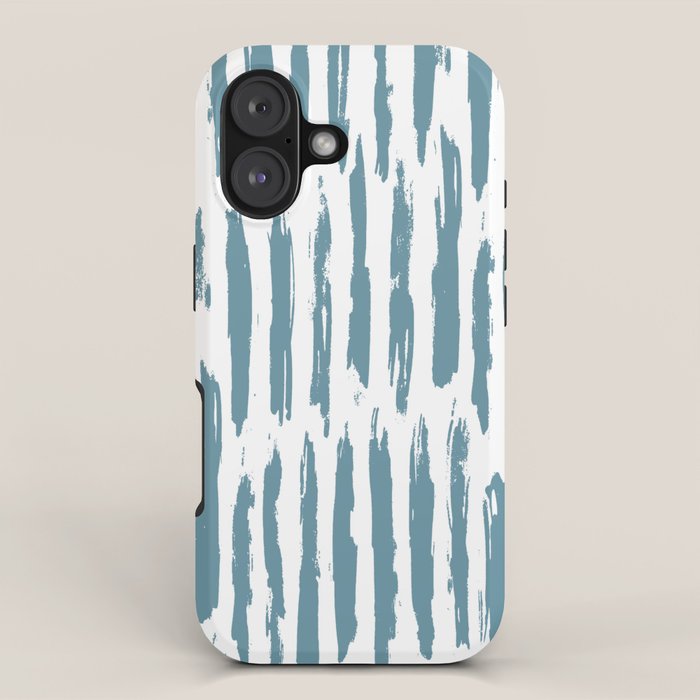 Vertical Dash Teal on White iPhone Case Gallery Image 1
