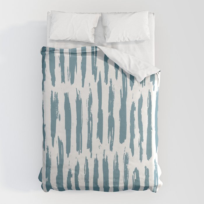 Vertical Dash Teal on White Duvet Cover Gallery Image 6