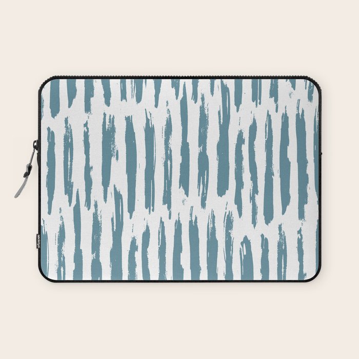 Vertical Dash Teal on White Laptop Sleeve Gallery Image 1