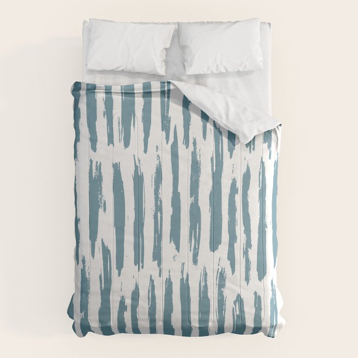 Vertical Dash Teal on White Comforter Gallery Image 1