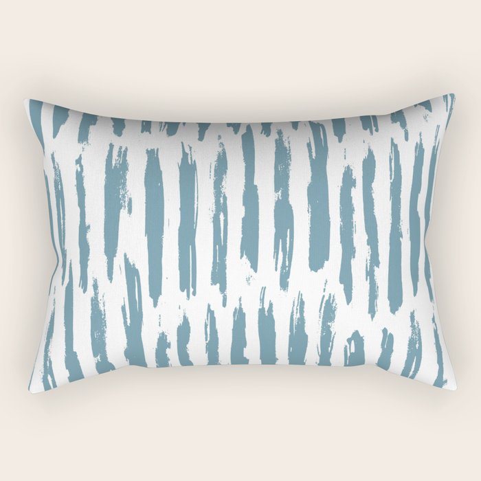 Vertical Dash Teal on White Rectangular Pillow Gallery Image 2