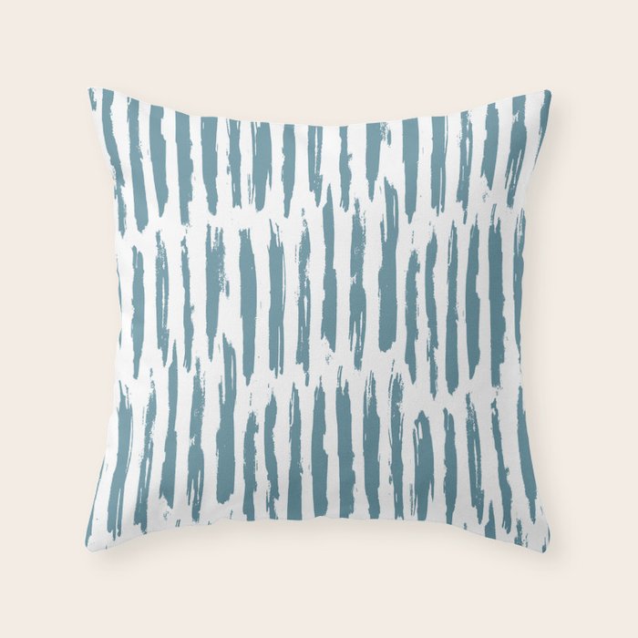 Vertical Dash Teal on White Throw Pillow Gallery Image 6