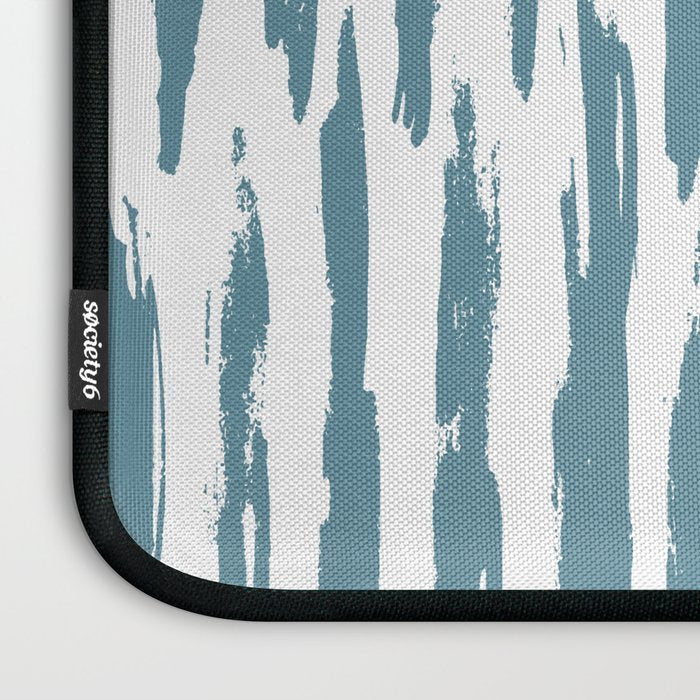 Vertical Dash Teal on White Laptop Sleeve Gallery Image 3