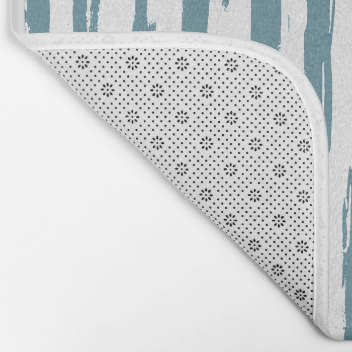 Vertical Dash Teal on White Bath Mat Gallery Image 2