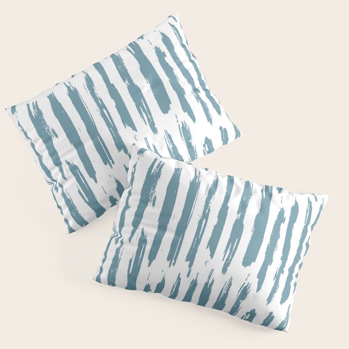 Vertical Dash Teal on White Pillow Sham Gallery Image 3
