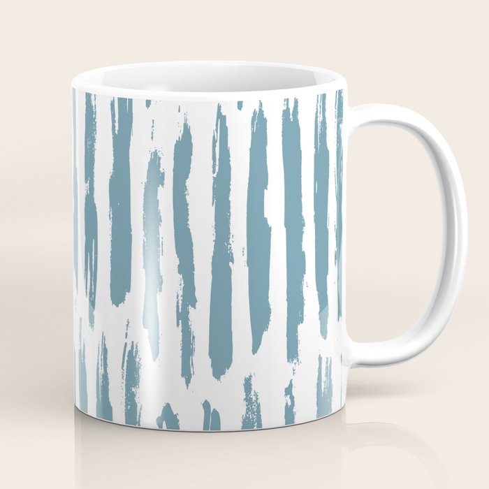 Vertical Dash Teal on White Coffee Mug Gallery Image 1