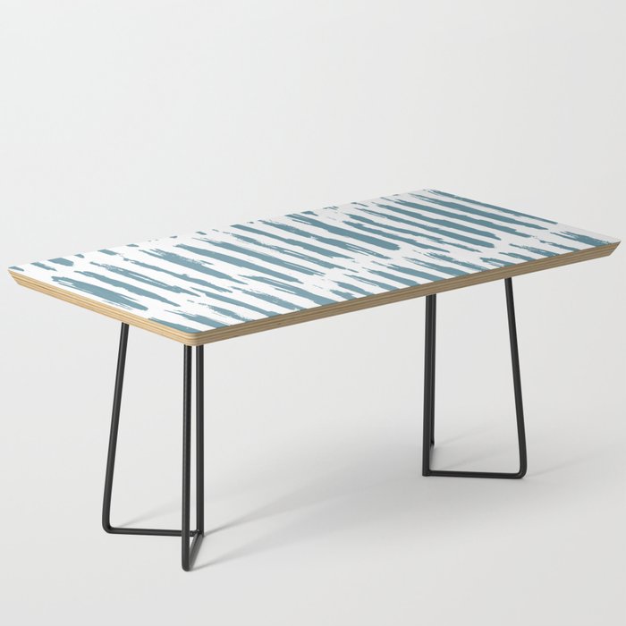 Vertical Dash Teal on White Coffee Table Gallery Image 1