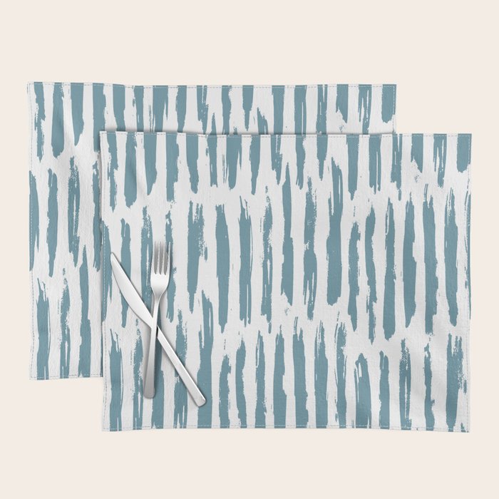 Vertical Dash Teal on White Placemat Gallery Image 1
