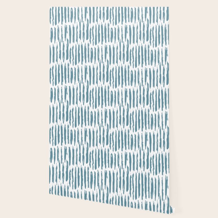 Vertical Dash Teal on White Wallpaper Gallery Image 2