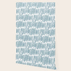 Vertical Dash Teal on White Wallpaper Gallery Image 2