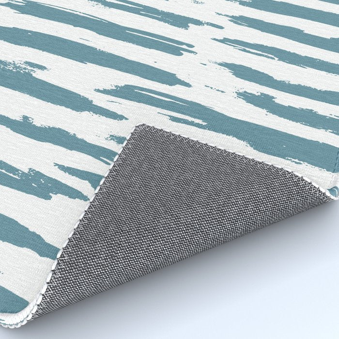 Vertical Dash Teal on White Rug Gallery Image 4
