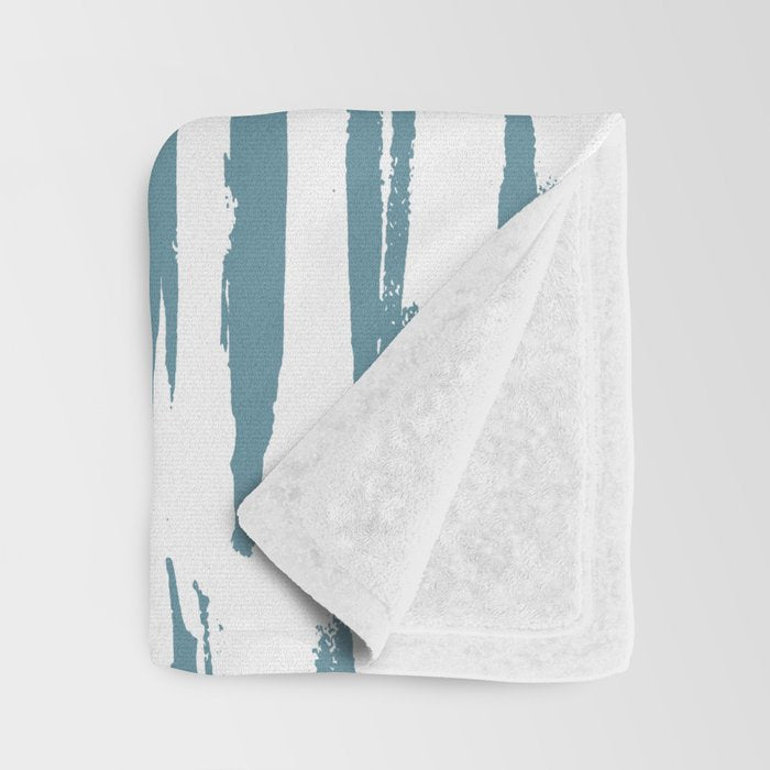 Vertical Dash Teal on White Throw Blanket Gallery Image 3