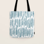 Vertical Dash Teal on White Tote Bag Gallery Image 1