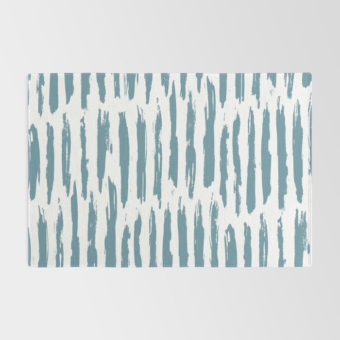 Vertical Dash Teal on White Rug Gallery Image 2