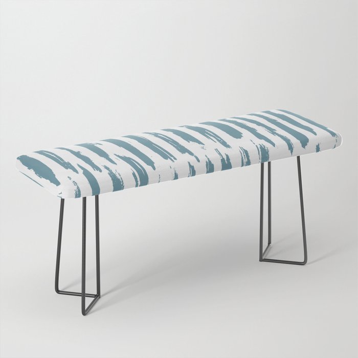 Vertical Dash Teal on White Bench Gallery Image 1