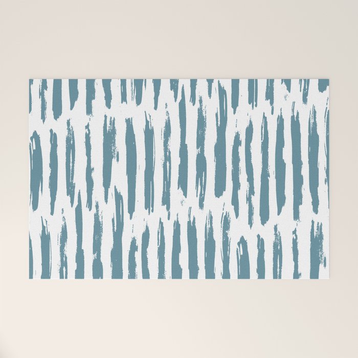 Vertical Dash Teal on White Welcome Mat Gallery Image 1
