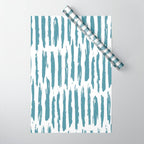 Vertical Dash Teal on White Wrapping Paper Gallery Image 1