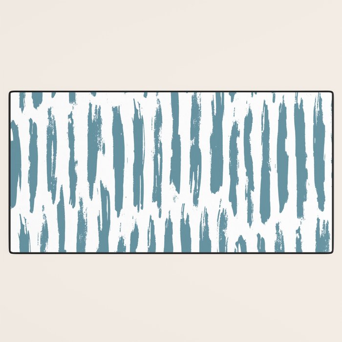 Vertical Dash Teal on White Desk Mat Gallery Image 3