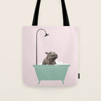 Hippo Enjoying Bubble Bath Tote Bag Gallery Image 1