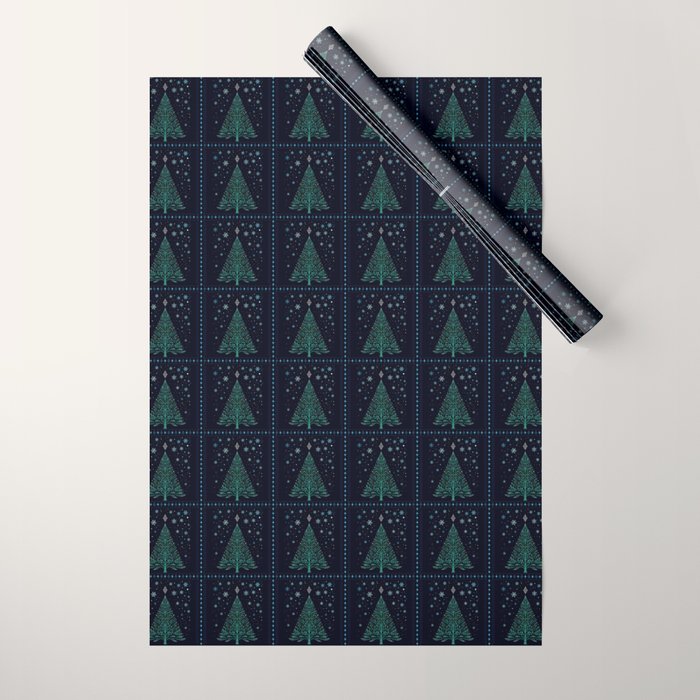 Christmas Night Tree-Snowy Wrapping Paper Gallery Image 1