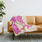 Pink Grumpy Frog Throw Blanket Gallery Image 1