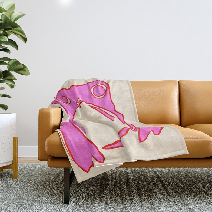 Pink Grumpy Frog Throw Blanket Gallery Image 1