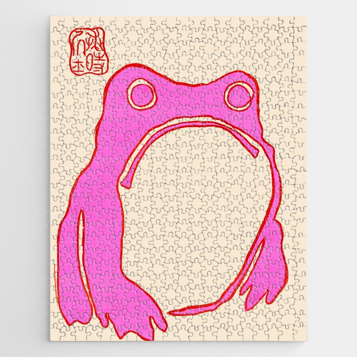 Pink Grumpy Frog Jigsaw Puzzle Gallery Image 1