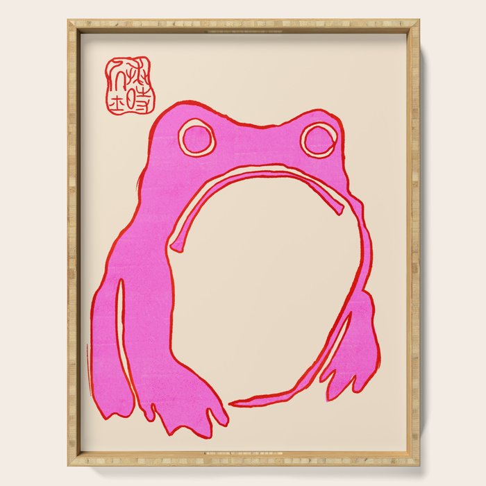 Pink Grumpy Frog Serving Tray Gallery Image 1