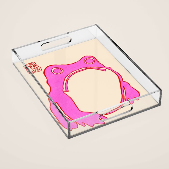 Pink Grumpy Frog Acrylic Tray Gallery Image 1