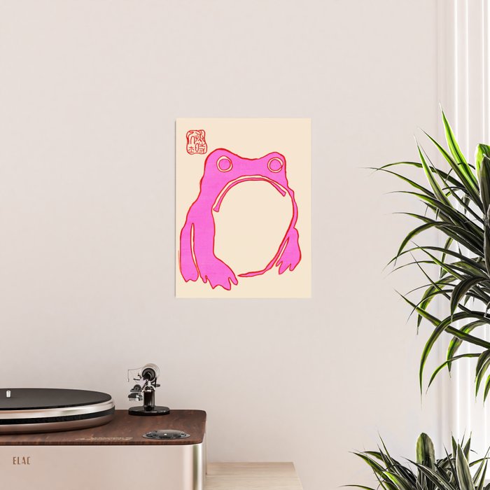 Pink Grumpy Frog Poster Gallery Image 2