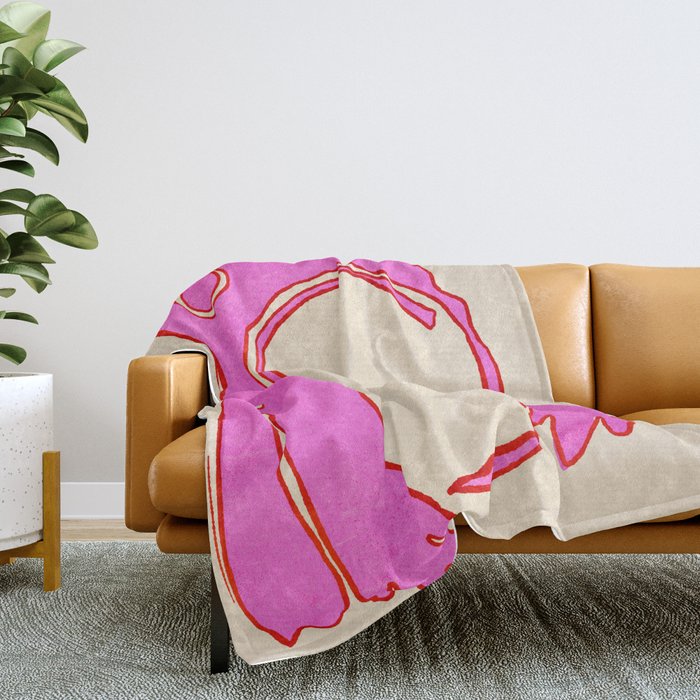 Pink Grumpy Frog Throw Blanket Gallery Image 2