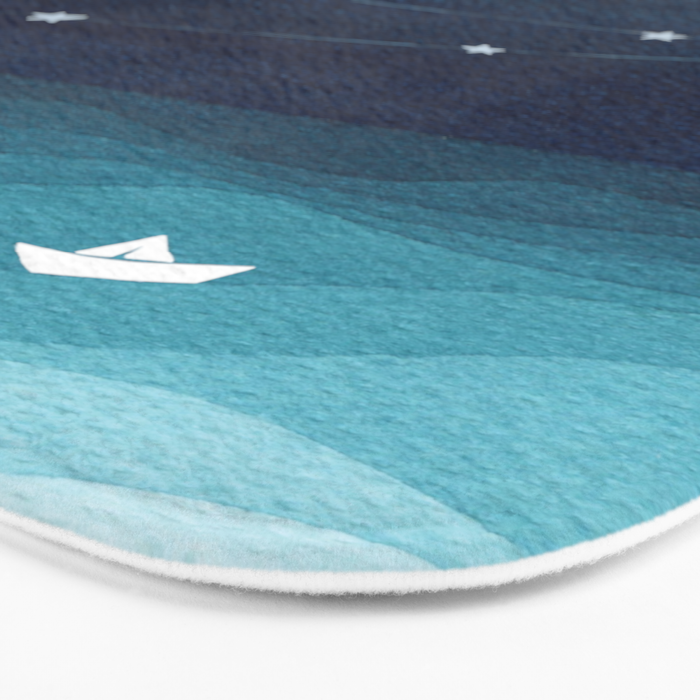 Garlands of stars, watercolor teal ocean Bath Mat Gallery Image 3