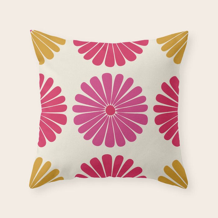 Retro Summer Daisies VII Throw Pillow Gallery Image 1