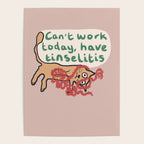 Tinselitis funny Christmas cat drawing Poster Gallery Image 4