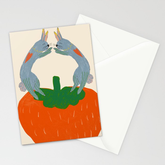 Rabbits & Strawberry Stationery Card Gallery Image 2